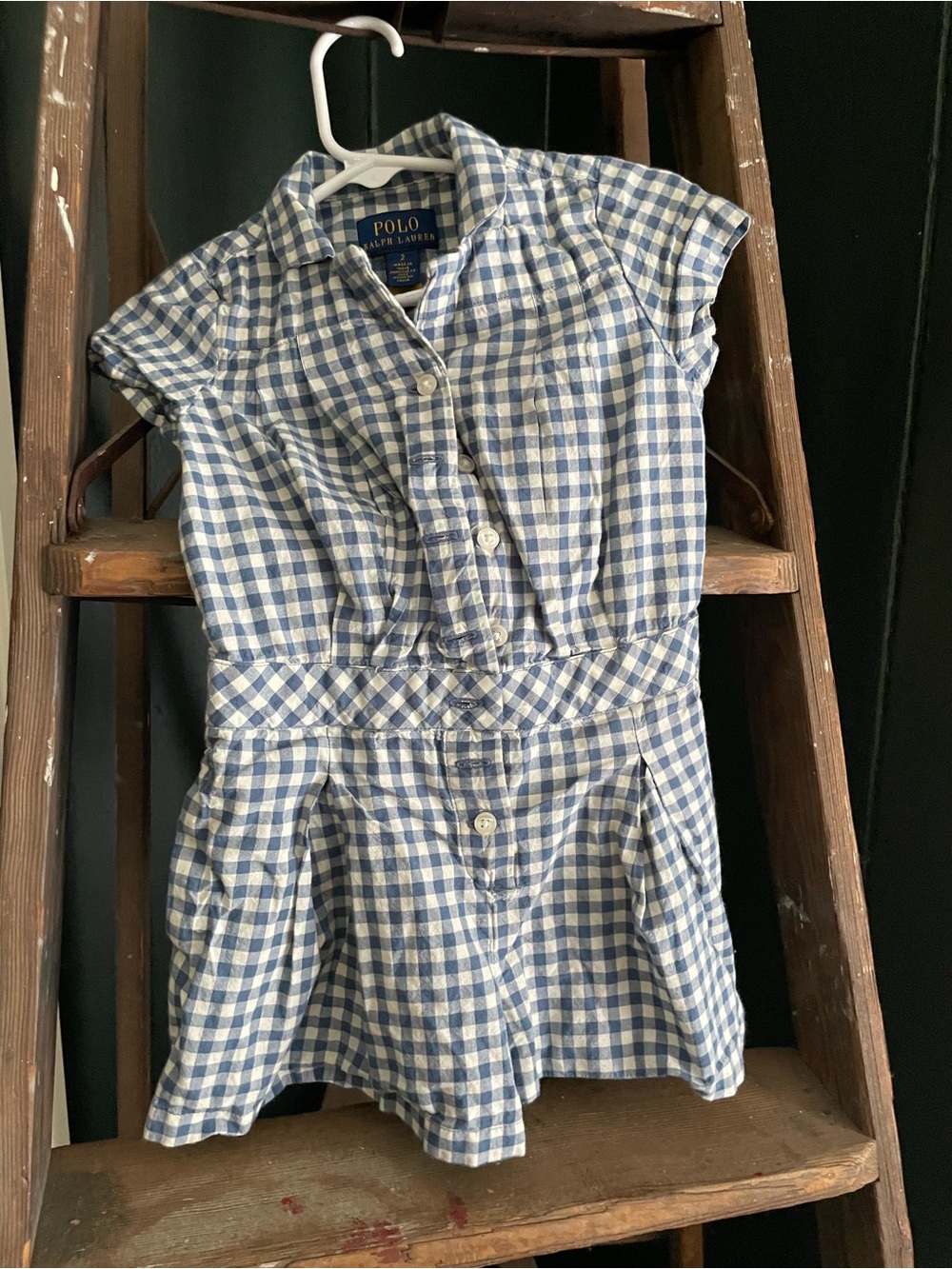 Polo by Ralph Lauren Blue and White Gingham Button-Up romper